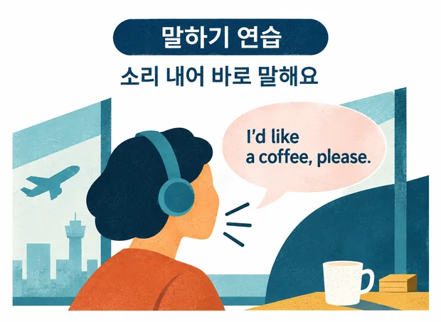 말하기 연습 — 소리 내어 바로 말하는 화면