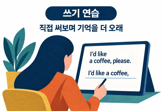 쓰기 연습 — 직접 써보며 기억을 더 오래 유지하는 화면